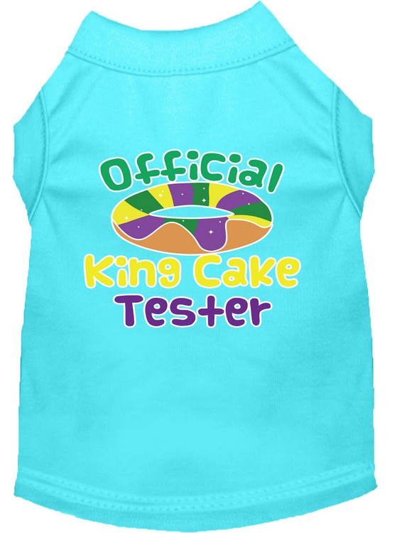 King Cake Taster Screen Print Mardi Gras Dog Shirt Aqua Sm